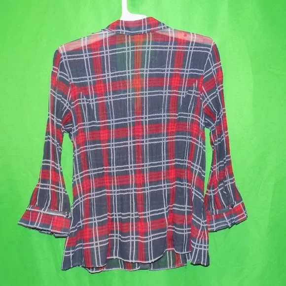 Notions Large Woman's Sheer Plaid Blouse - Picture 2 of 4